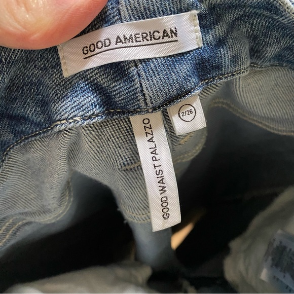 Good American Good Waist Palazzo Crop Jeans Womens Size 26 XS 2 Blue 453 Flare - Picture 6 of 12